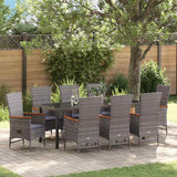 Garden Dining Set with Cushion 9 pcs Grey Powder-Coated Steel
