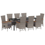 Garden Dining Set 9 pcs Grey Powder-Coated Steel