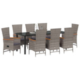 Garden Dining Set with Cushion 9 pcs Grey Powder-Coated Steel - Side View