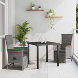 Garden Dining Set with Cushion 3 pcs Grey Poly Rattan