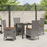 Garden Dining Set with Cushion 5 pcs Grey Poly Rattan - Top-Down View