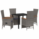 Garden Dining Set with Cushion 5 pcs Grey Poly Rattan