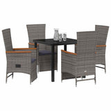 Garden Dining Set with Cushion 5 pcs Grey Poly Rattan