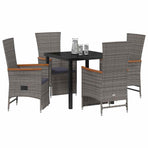 Garden Dining Set 5 pcs Grey Poly Rattan