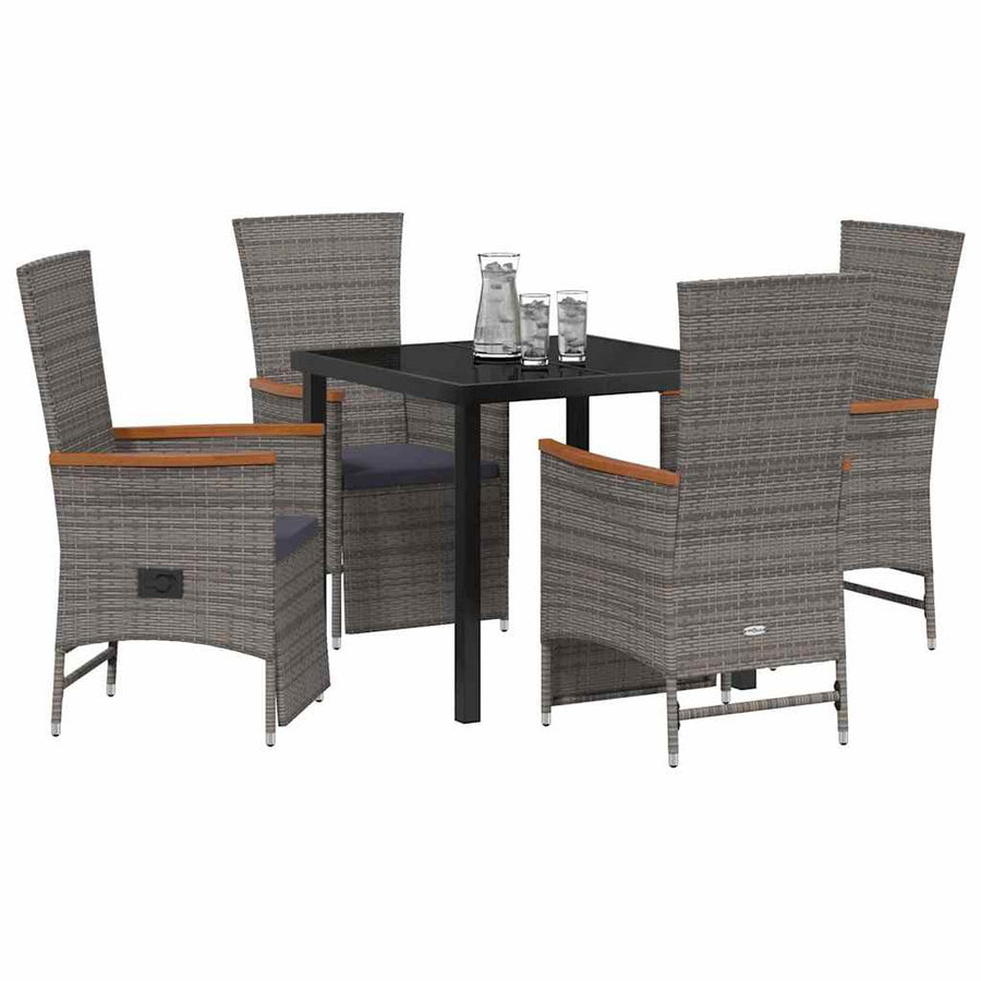 Garden Dining Set 5 pcs Grey Poly Rattan