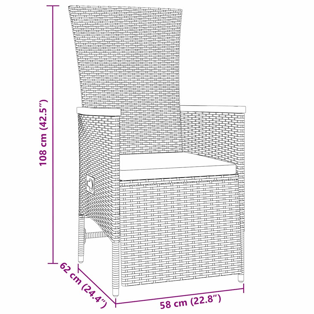 Garden Dining Set with Cushion 5 pcs Grey Poly Rattan