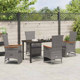 Garden Dining Set with Cushion 5 pcs Grey Poly Rattan