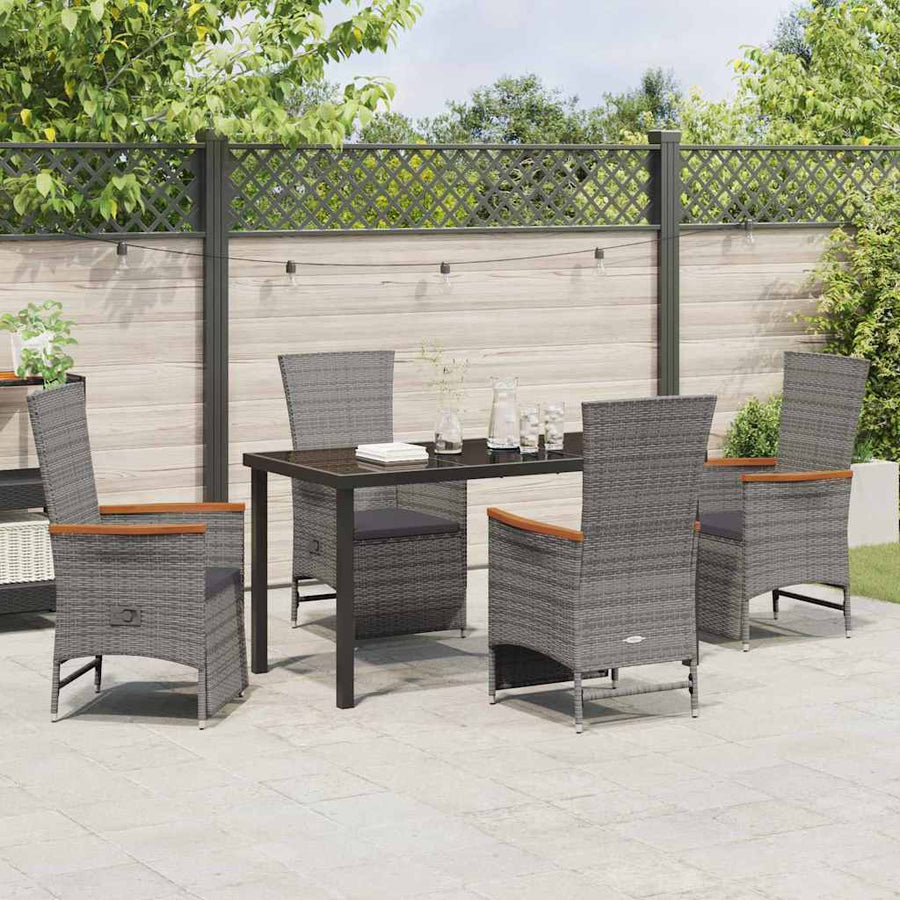 Garden Dining Set 5 pcs Grey Poly Rattan
