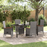 Garden Dining Set with Cushion 5 pcs Grey Poly Rattan