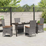 Garden Dining Set with Cushion 5 pcs Grey Poly Rattan - Top-Down View
