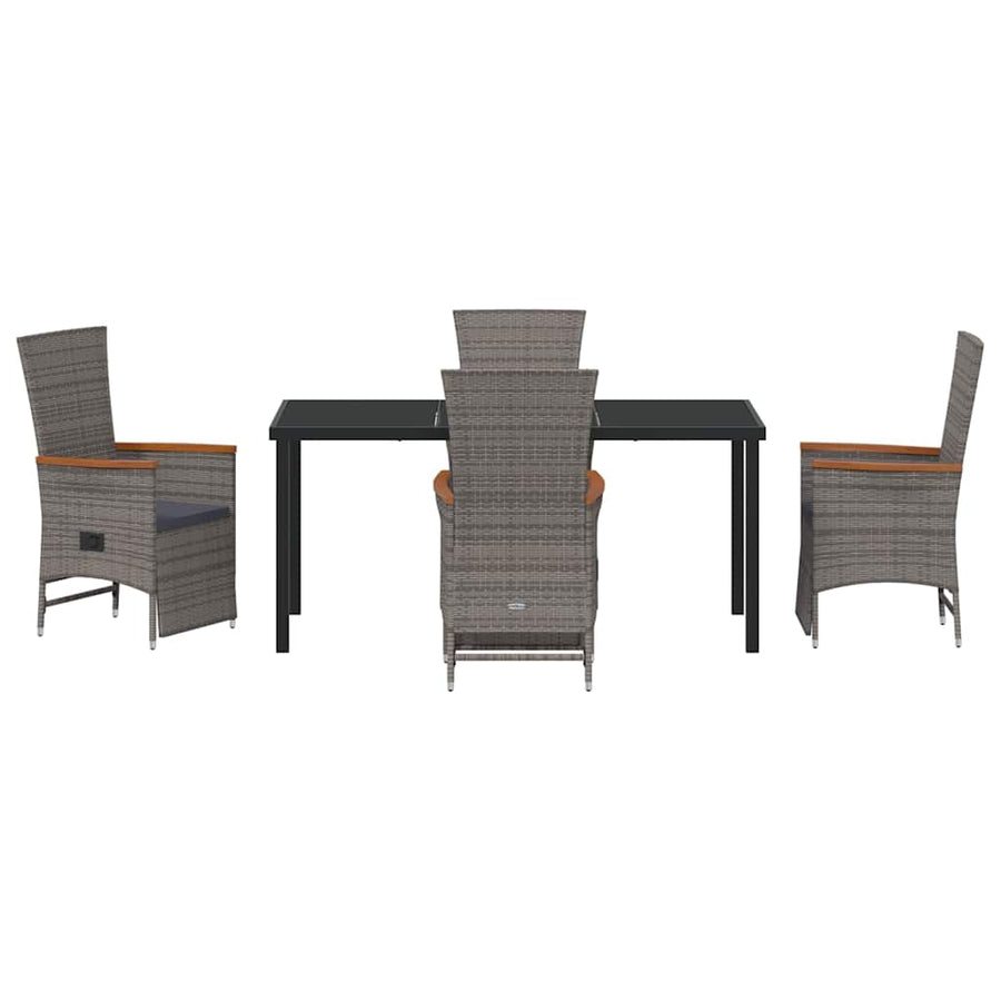 Garden Dining Set 5 pcs Grey Poly Rattan