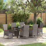 Garden Dining Set with Cushion 7 pcs Grey Poly Rattan