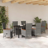 Garden Dining Set with Cushion 7 pcs Grey Poly Rattan