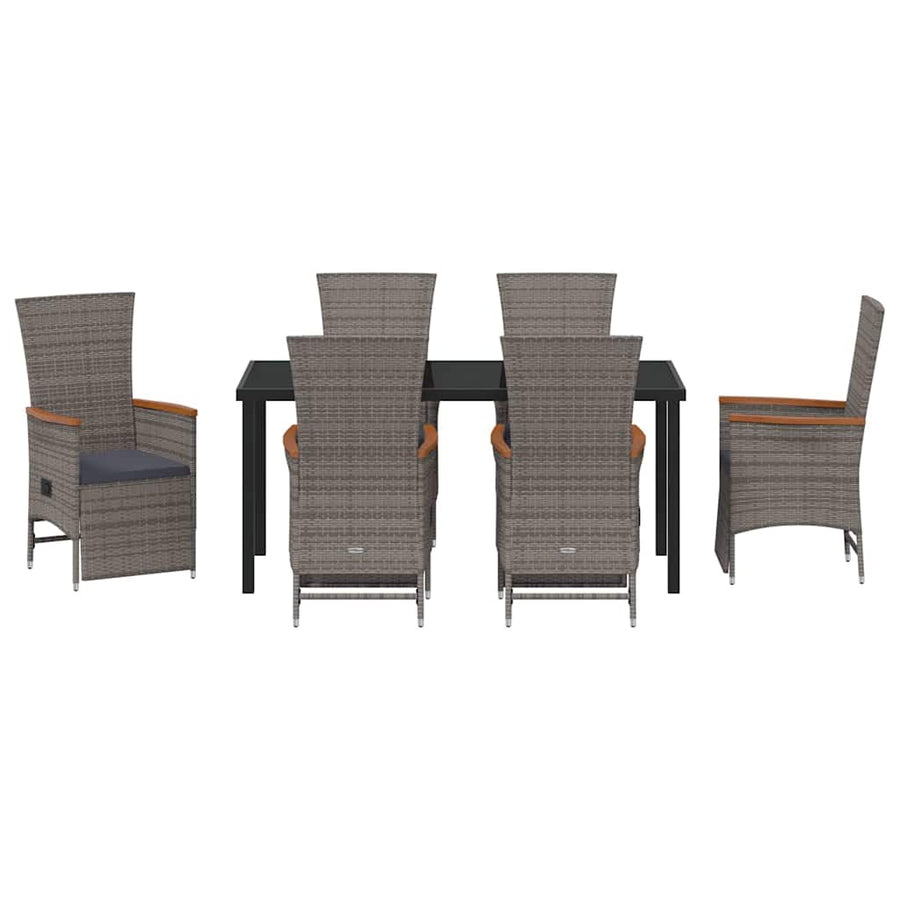 Garden Dining Set 7 pcs Grey Poly Rattan