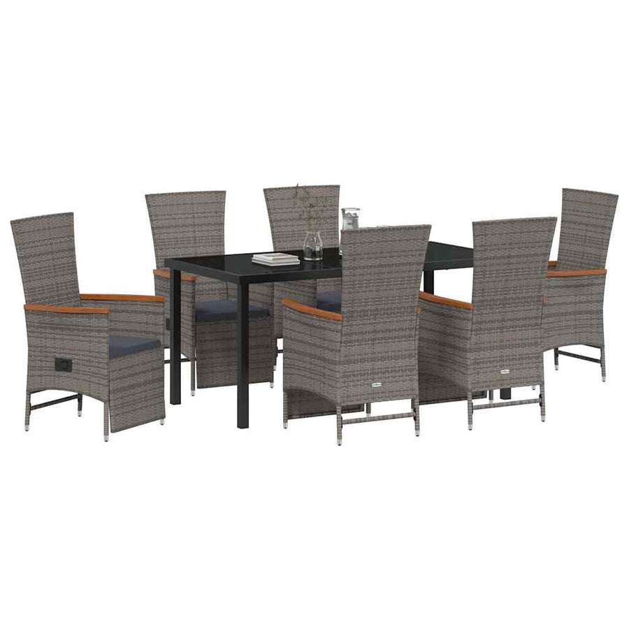 Garden Dining Set 7 pcs Grey Poly Rattan