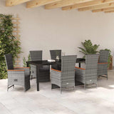 Garden Dining Set with Cushion 7 pcs Grey Poly Rattan - Top-Down View