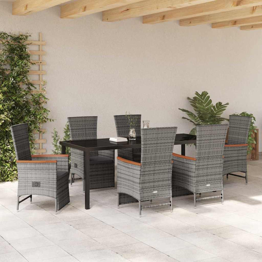 Garden Dining Set 7 pcs Grey Poly Rattan
