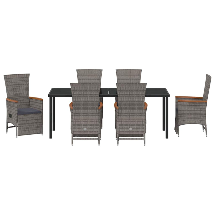 Garden Dining Set 7 pcs Grey Poly Rattan