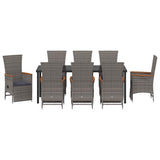 Garden Dining Set with Cushion 9 pcs Grey Poly Rattan - Close-Up Angle