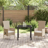 Garden Dining Set with Cushion 3 pcs Beige Poly Rattan