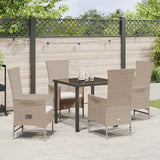 Garden Dining Set with Cushion 5 pcs Beige Poly Rattan