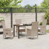 Garden Dining Set with Cushion 5 pcs Beige Poly Rattan - Top-Down View