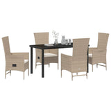 Garden Dining Set with Cushion 5 pcs Beige Poly Rattan - Side View