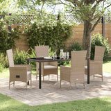 Garden Dining Set with Cushion 5 pcs Beige Poly Rattan