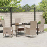 Garden Dining Set with Cushion 5 pcs Beige Poly Rattan - Top-Down View