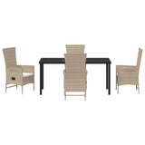 Garden Dining Set with Cushion 5 pcs Beige Poly Rattan - Close-Up Angle