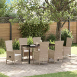 Garden Dining Set with Cushion 7 pcs Beige Poly Rattan