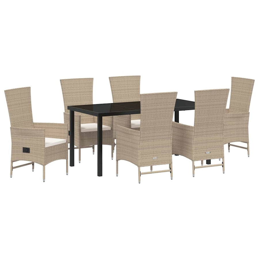 Garden Dining Set 7 pcs Beige Poly Rattan