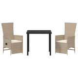 Garden Dining Set with Cushion 3 pcs Beige Poly Rattan - Close-Up Angle