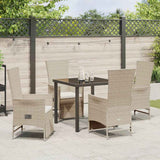 Garden Dining Set with Cushion 5 pcs Beige Poly Rattan - Top-Down View