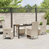 Garden Dining Set with Cushion 5 pcs Beige Poly Rattan