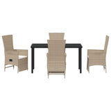 Garden Dining Set with Cushion 5 pcs Beige Poly Rattan