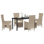 Garden Dining Set 5 pcs Beige Poly Rattan