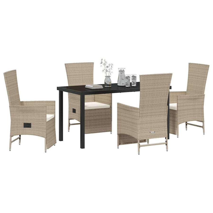 Garden Dining Set 5 pcs Beige Poly Rattan