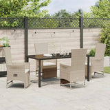 Garden Dining Set with Cushion 5 pcs Beige Poly Rattan - Top-Down View