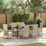 Garden Dining Set with Cushion 7 pcs Beige Poly Rattan