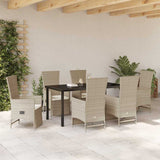 Garden Dining Set with Cushion 7 pcs Beige Poly Rattan