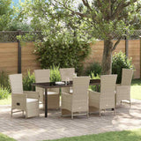 Garden Dining Set with Cushion 7 pcs Beige Poly Rattan