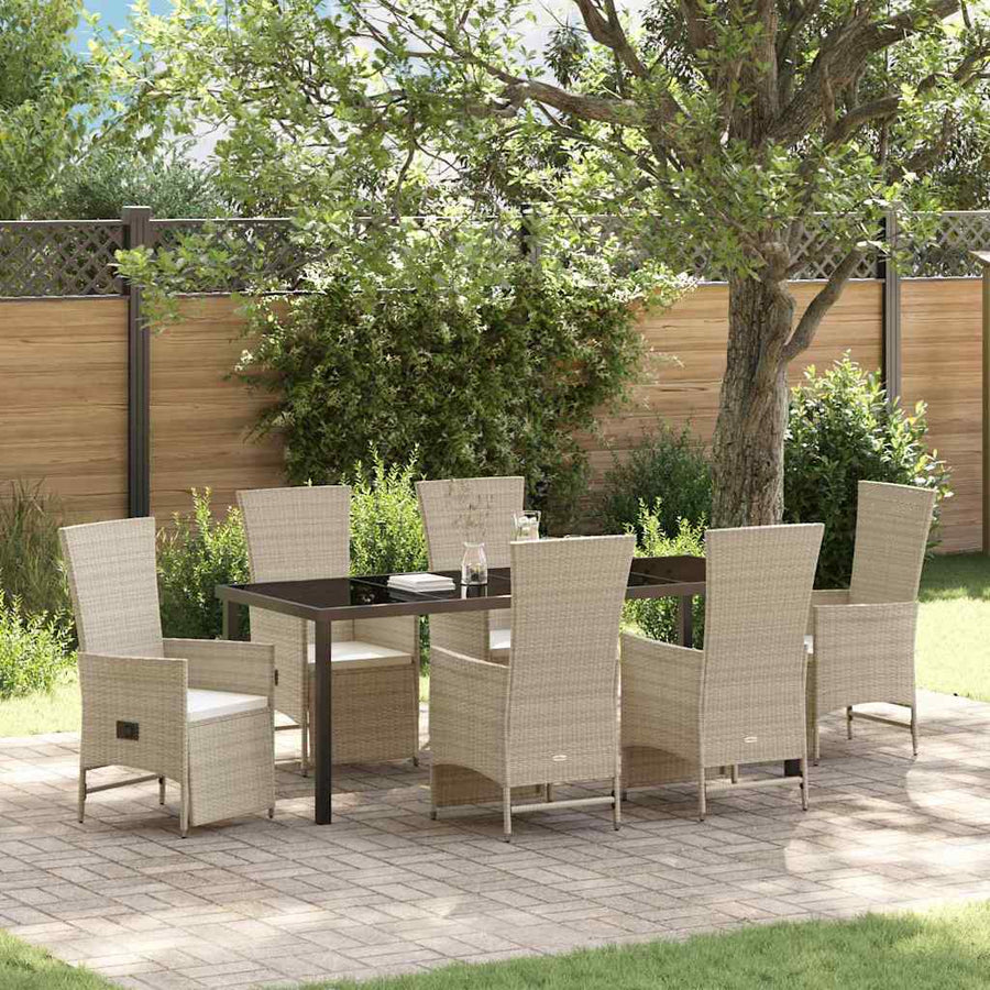 Garden Dining Set 7 pcs Beige Poly Rattan