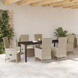 Garden Dining Set with Cushion 7 pcs Beige Poly Rattan
