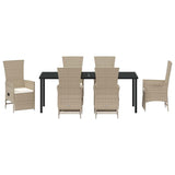 Garden Dining Set with Cushion 7 pcs Beige Poly Rattan