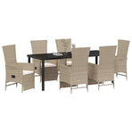 Garden Dining Set 7 pcs Beige Poly Rattan