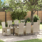 Garden Dining Set 9 pcs Beige Poly Rattan