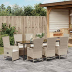 Garden Dining Set 9 pcs Beige Poly Rattan