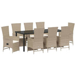 Garden Dining Set 9 pcs Beige Poly Rattan