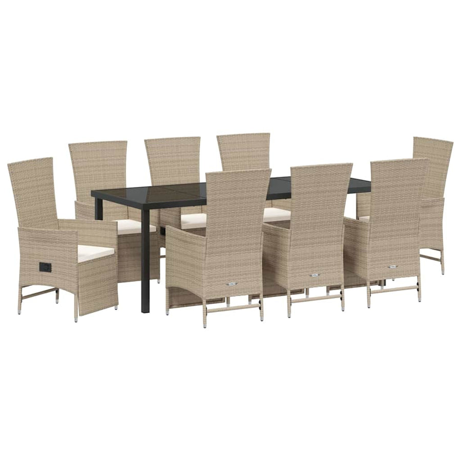 Garden Dining Set 9 pcs Beige Poly Rattan